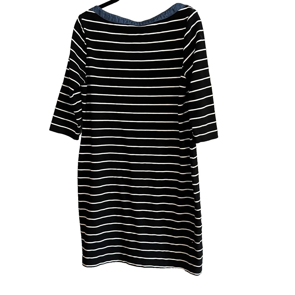 Tommy Hilfiger Womens Large Black‎ White Stripe Boat Neck Nautical Shirt Dress - Picture 3 of 13
